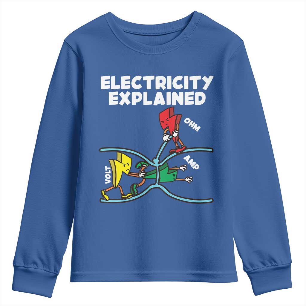 Funny Electricity Youth Sweatshirt Ohm's Law Electricity Explained - Wonder Print Shop