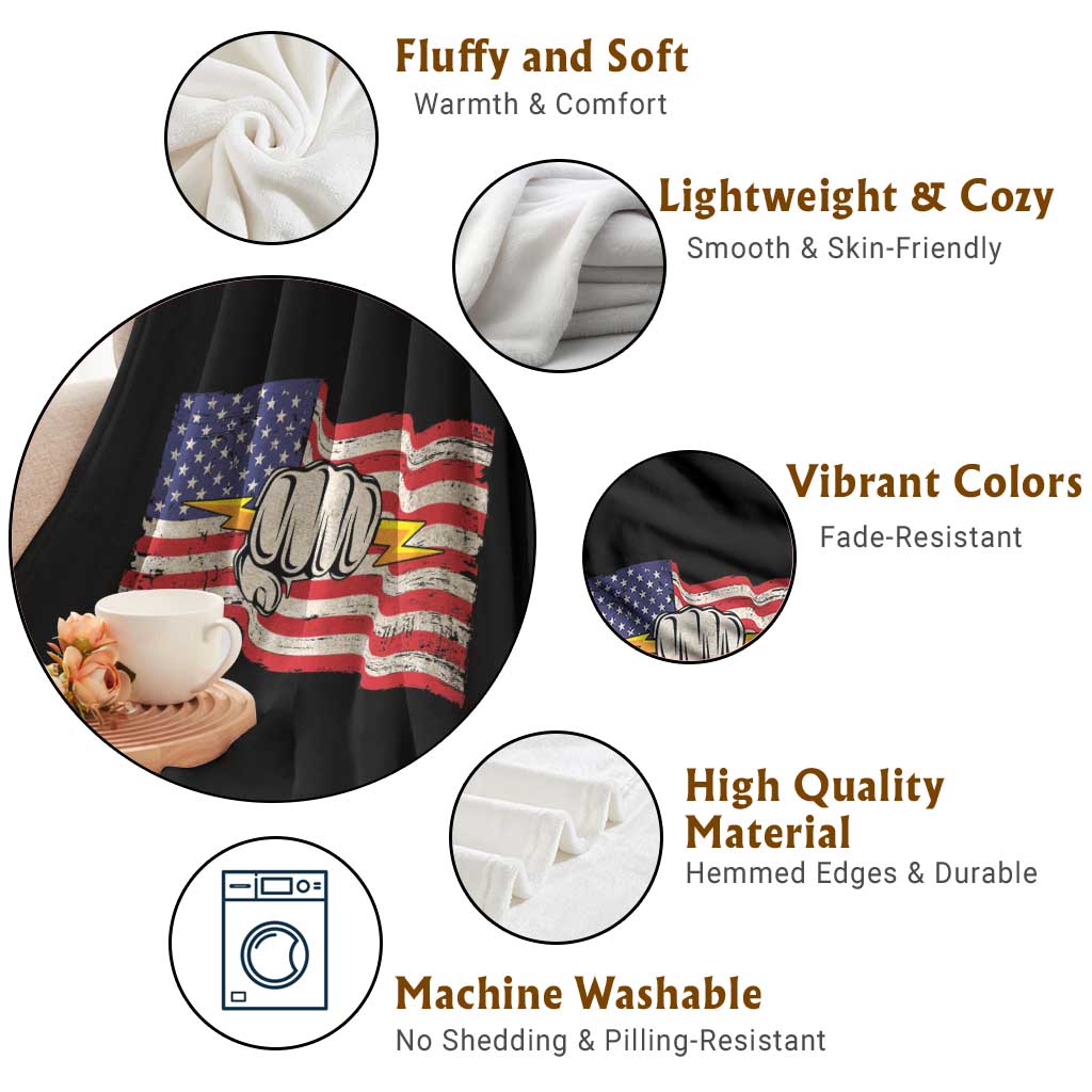 Electrician American Flag Throw Blanket Patriotic Electrical Worker - Wonder Print Shop