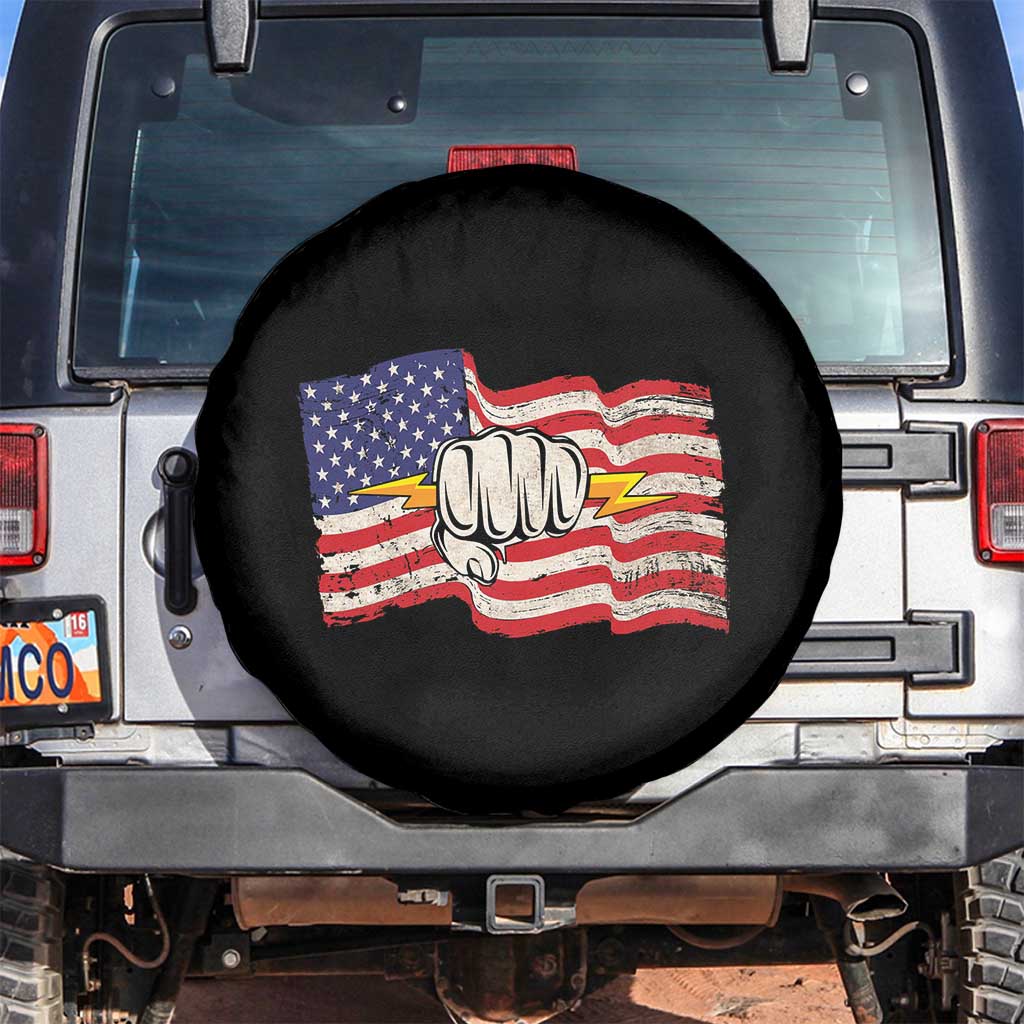 Electrician American Flag Spare Tire Cover Patriotic Electrical Worker - Wonder Print Shop