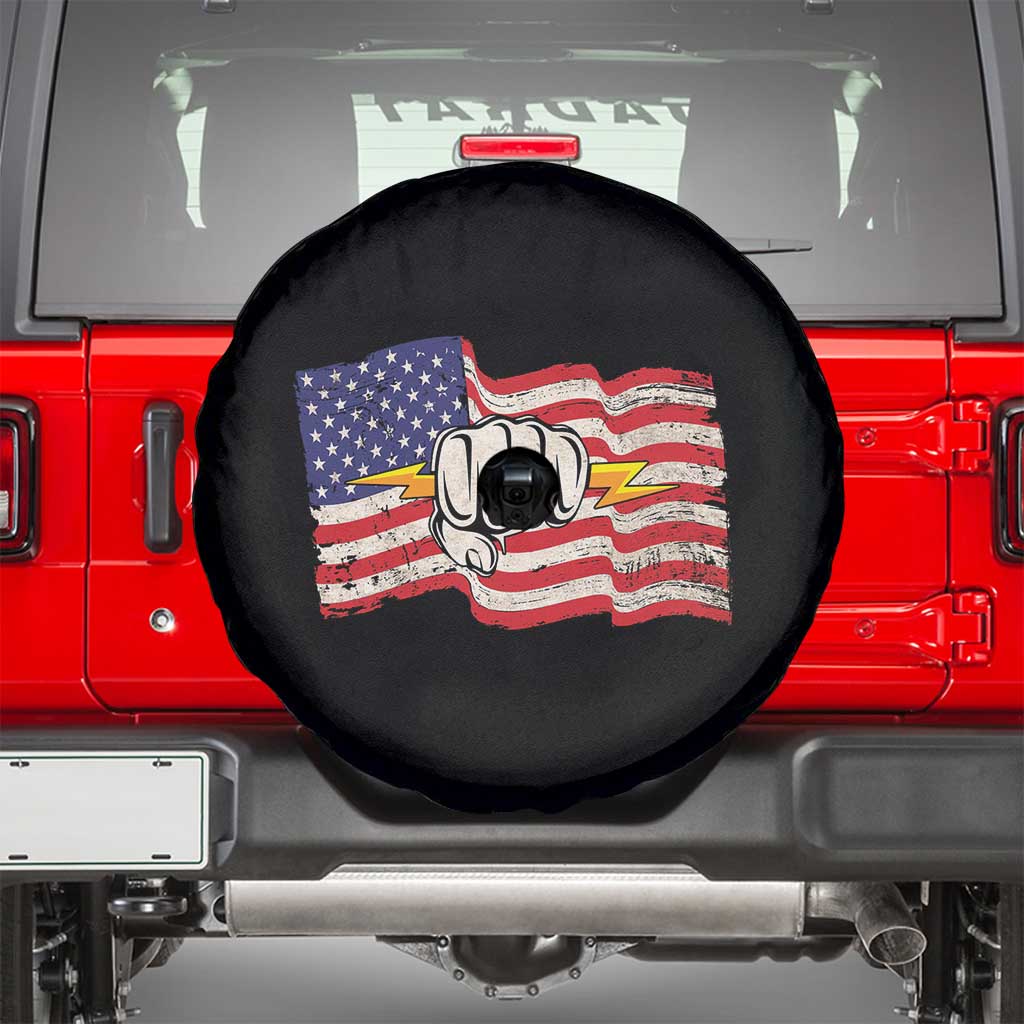 Electrician American Flag Spare Tire Cover Patriotic Electrical Worker - Wonder Print Shop