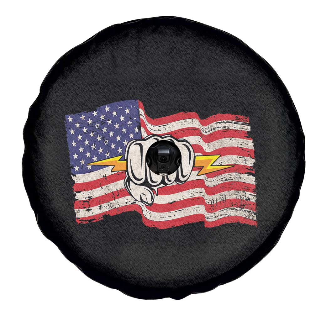 Electrician American Flag Spare Tire Cover Patriotic Electrical Worker - Wonder Print Shop