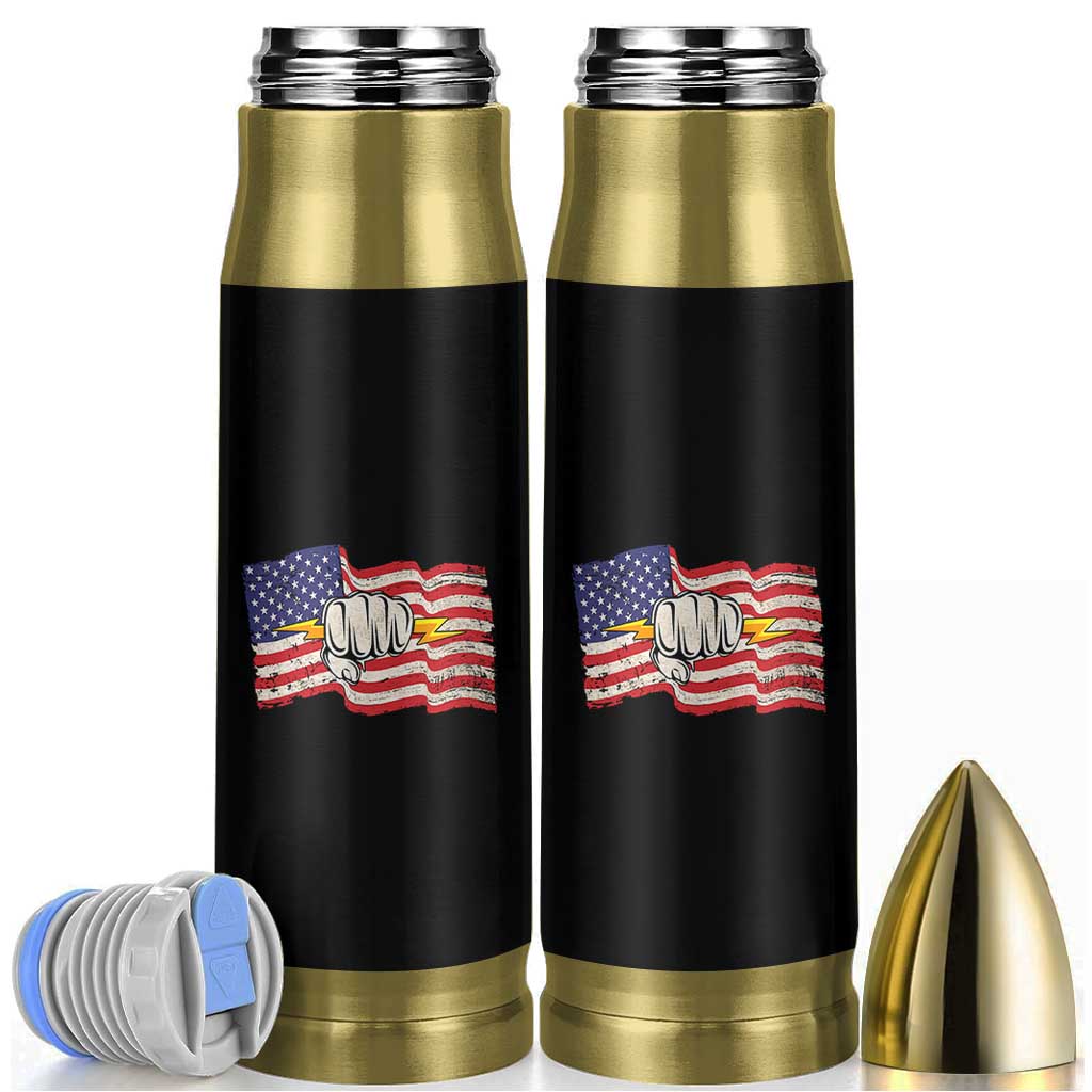 Electrician American Flag Bullet Tumbler Patriotic Electrical Worker
