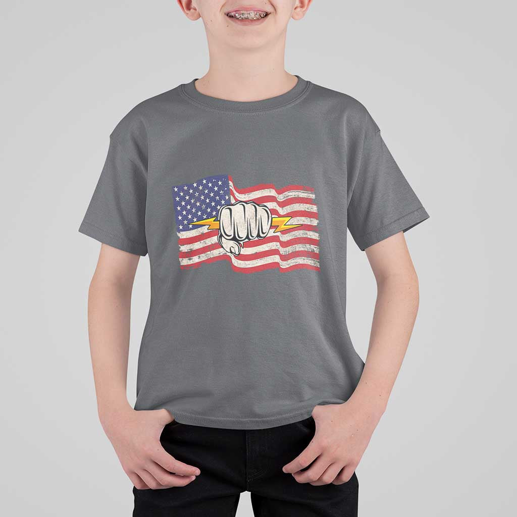 Electrician American Flag T Shirt For Kid Patriotic Electrical Worker - Wonder Print Shop