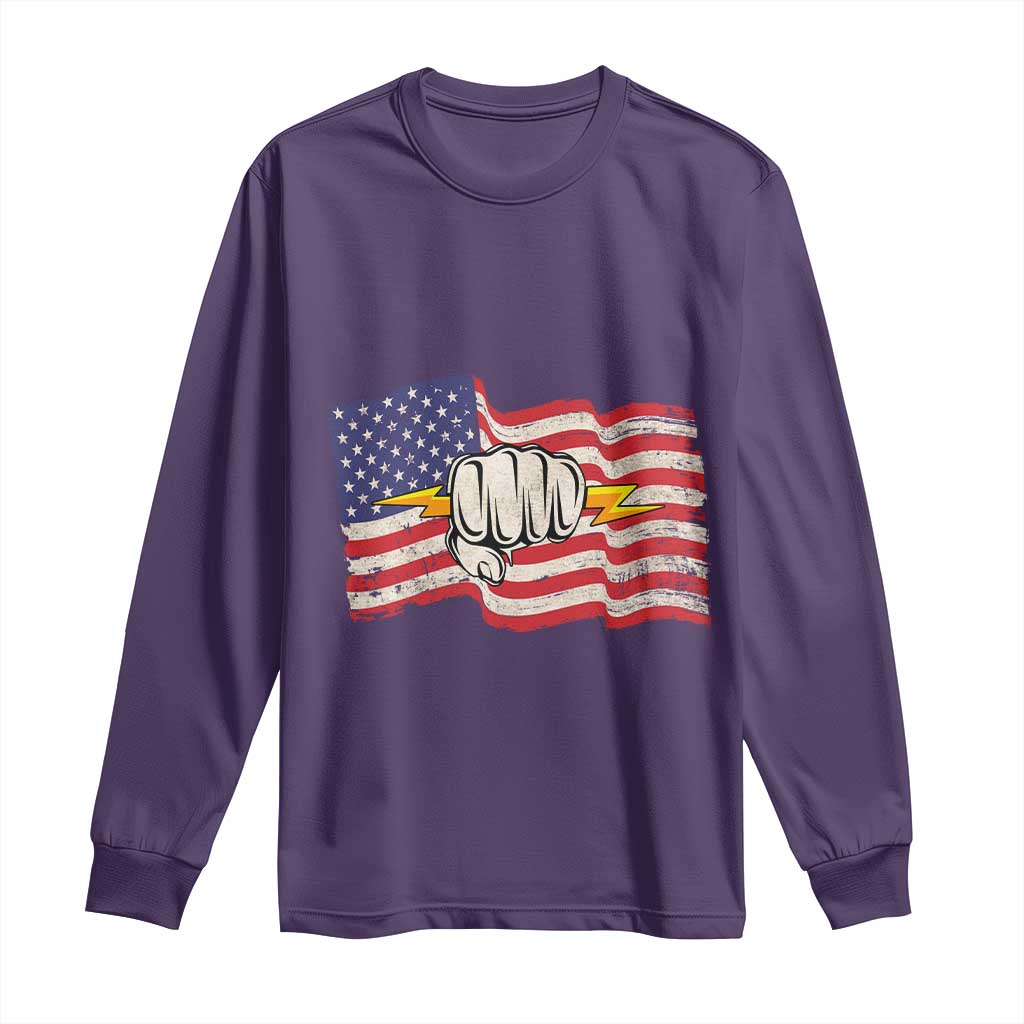 Electrician American Flag Long Sleeve Shirt Patriotic Electrical Worker - Wonder Print Shop