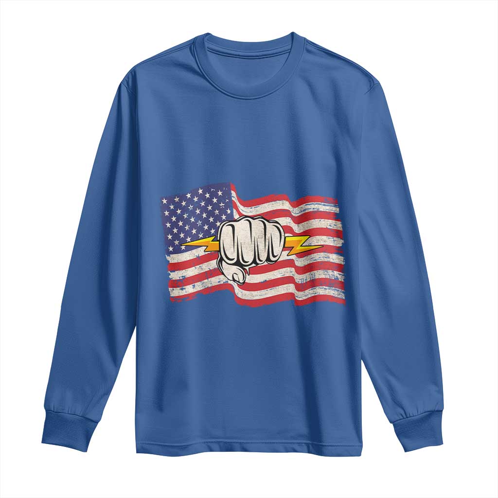 Electrician American Flag Long Sleeve Shirt Patriotic Electrical Worker - Wonder Print Shop