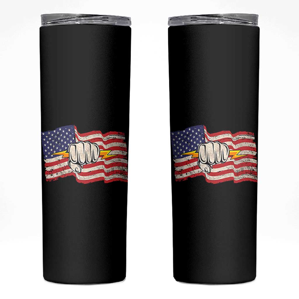 Electrician American Flag Skinny Tumbler Patriotic Electrical Worker