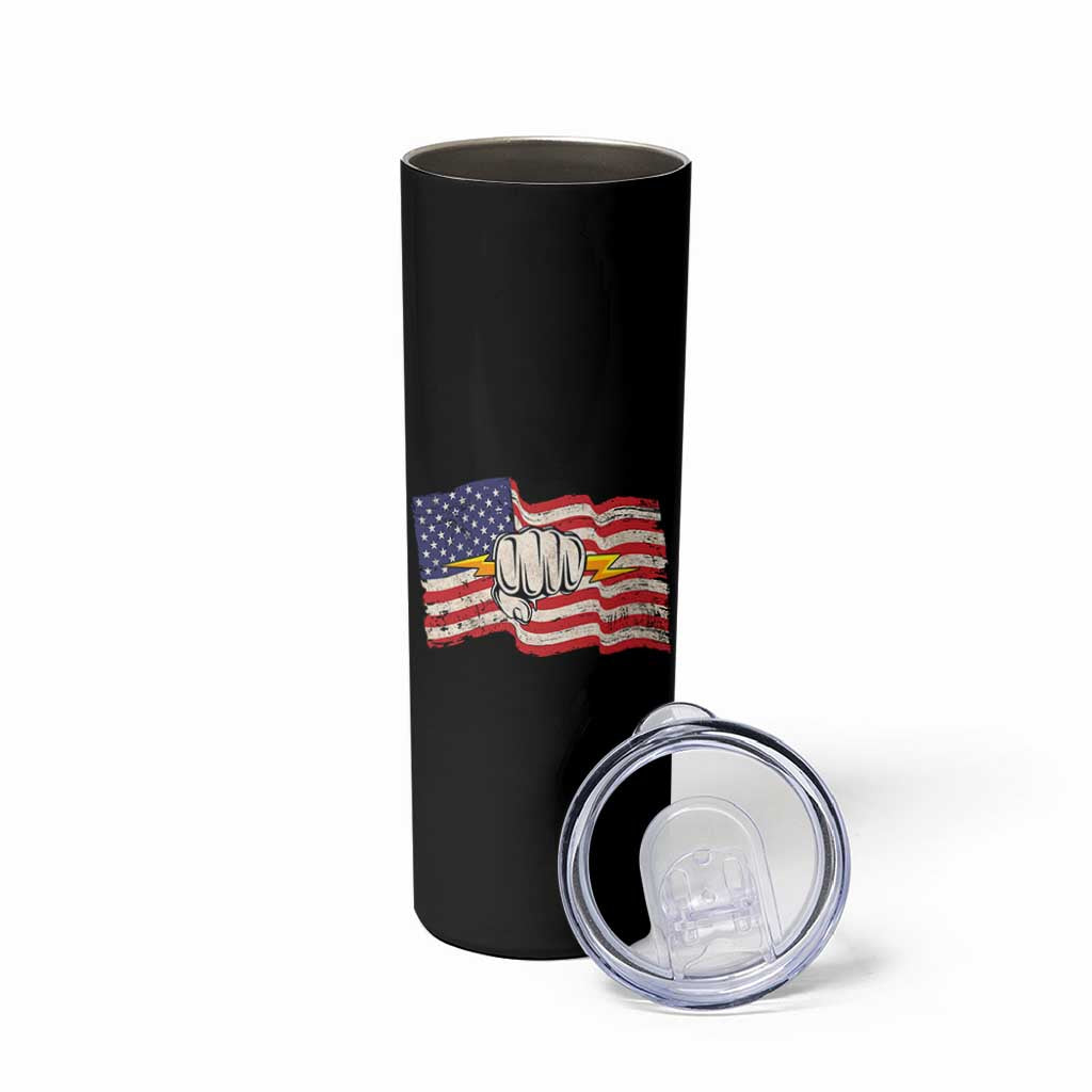 Electrician American Flag Skinny Tumbler Patriotic Electrical Worker