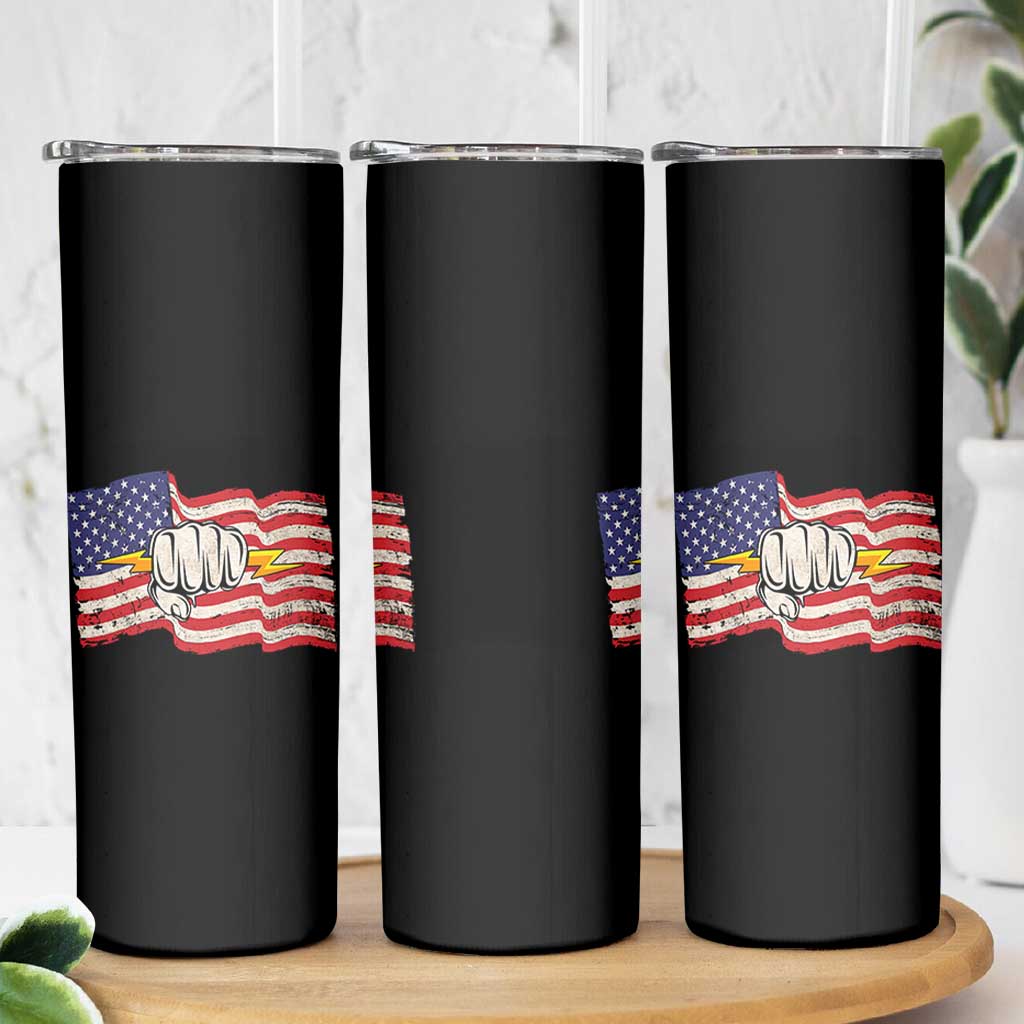 Electrician American Flag Skinny Tumbler Patriotic Electrical Worker
