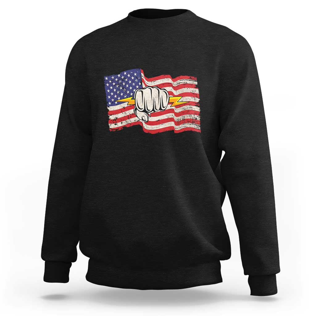 Electrician American Flag Sweatshirt Patriotic Electrical Worker - Wonder Print Shop