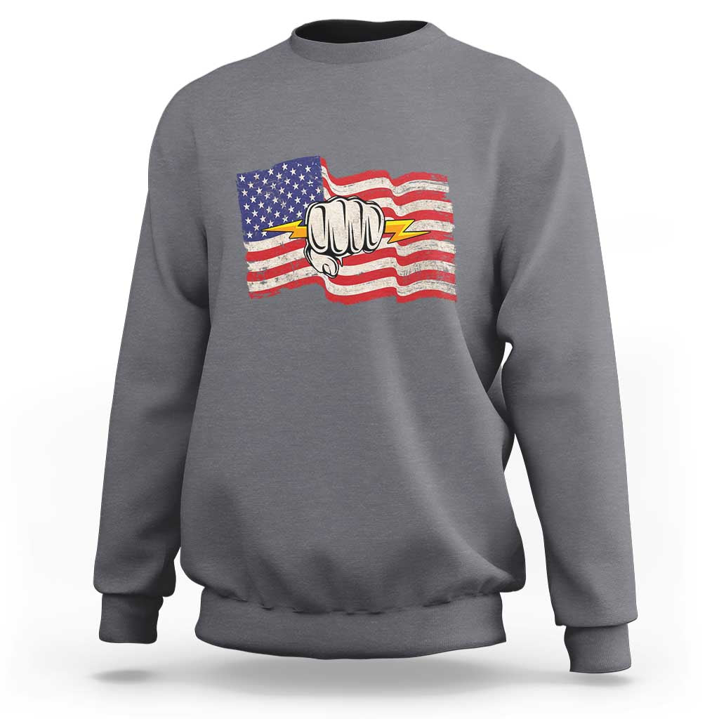 Electrician American Flag Sweatshirt Patriotic Electrical Worker - Wonder Print Shop