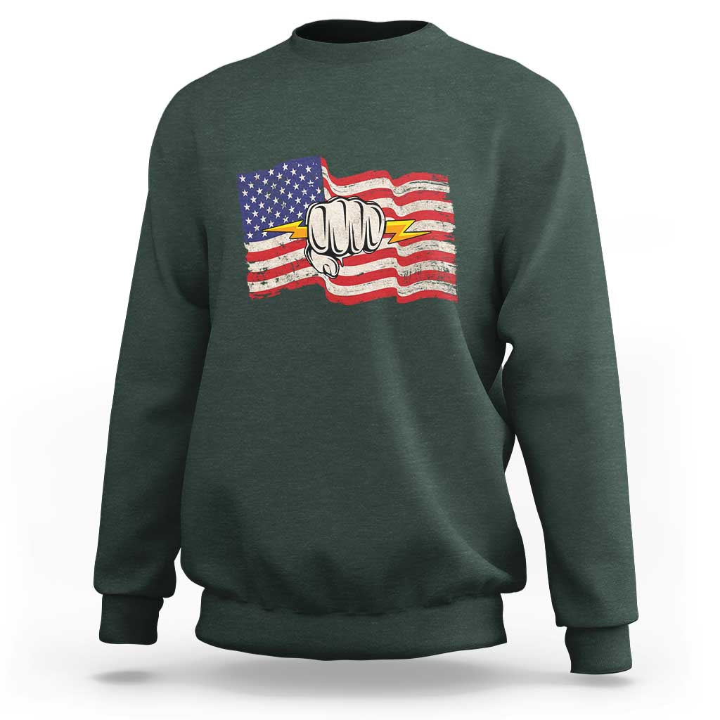 Electrician American Flag Sweatshirt Patriotic Electrical Worker - Wonder Print Shop