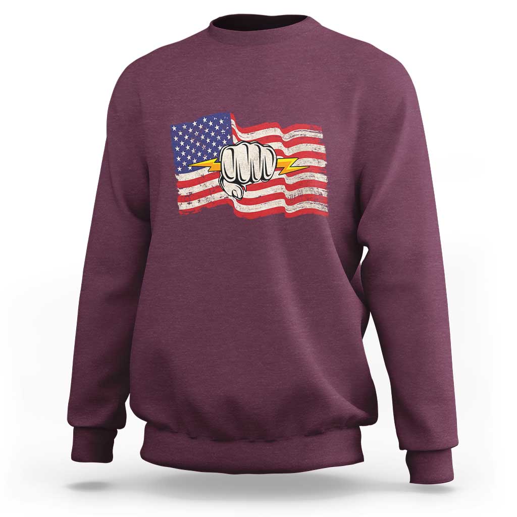 Electrician American Flag Sweatshirt Patriotic Electrical Worker - Wonder Print Shop