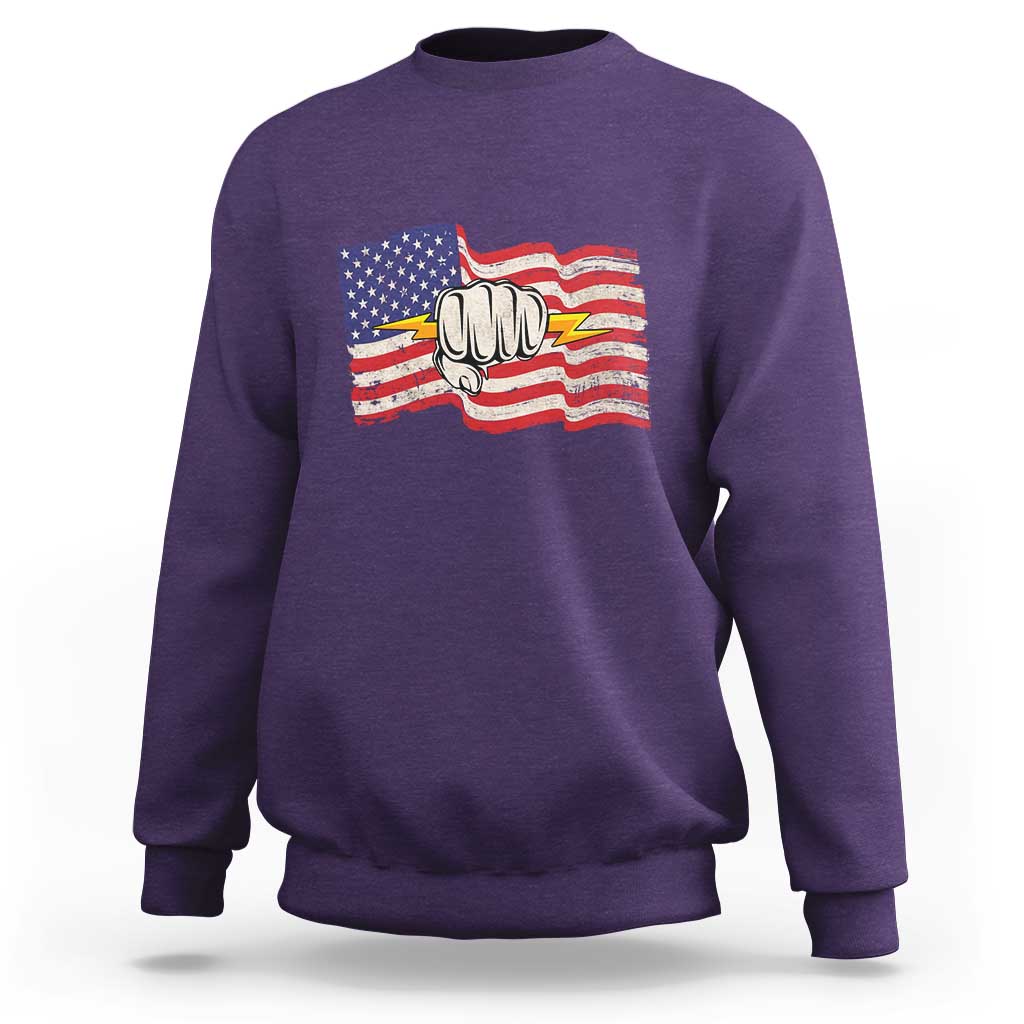 Electrician American Flag Sweatshirt Patriotic Electrical Worker - Wonder Print Shop