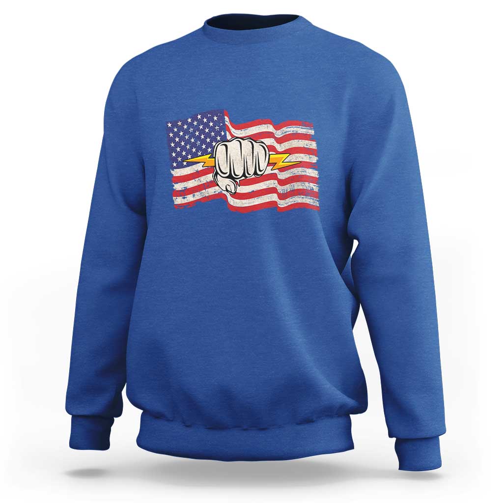 Electrician American Flag Sweatshirt Patriotic Electrical Worker - Wonder Print Shop