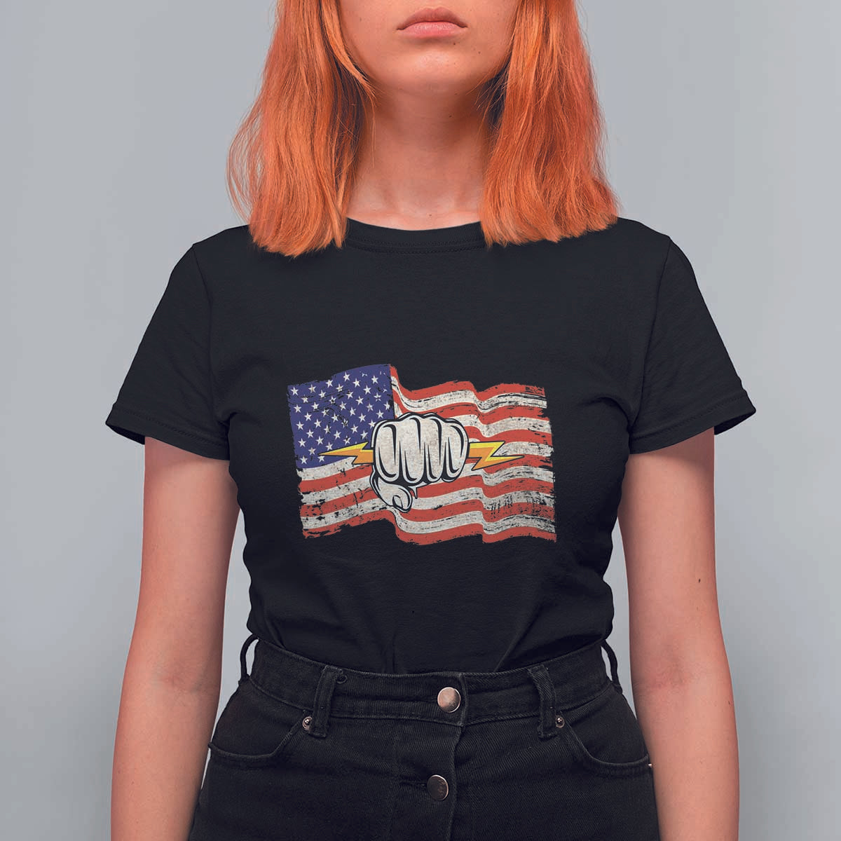 Electrician American Flag T Shirt For Women Patriotic Electrical Worker - Wonder Print Shop