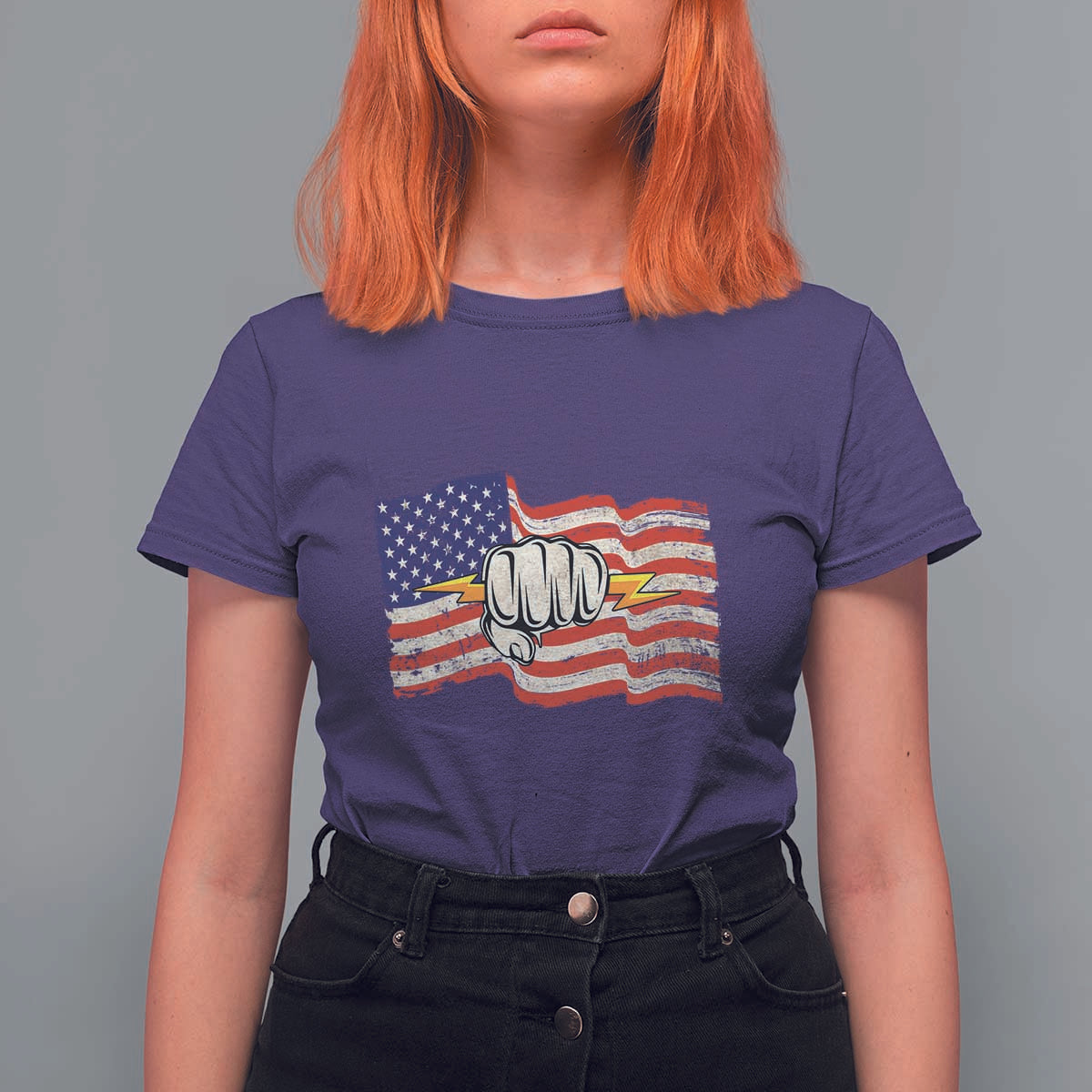 Electrician American Flag T Shirt For Women Patriotic Electrical Worker - Wonder Print Shop