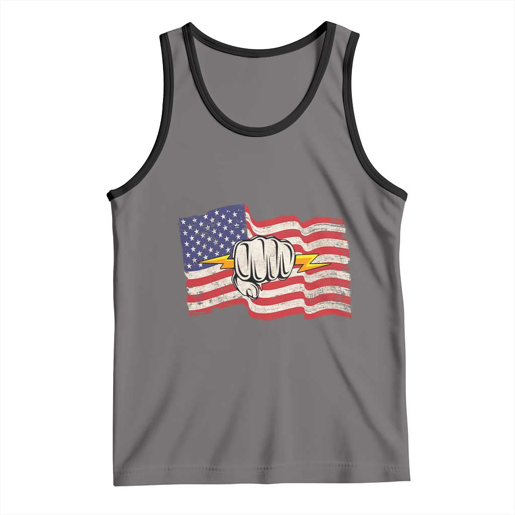 Electrician American Flag Tank Top Patriotic Electrical Worker - Wonder Print Shop
