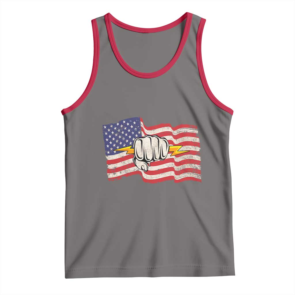 Electrician American Flag Tank Top Patriotic Electrical Worker - Wonder Print Shop