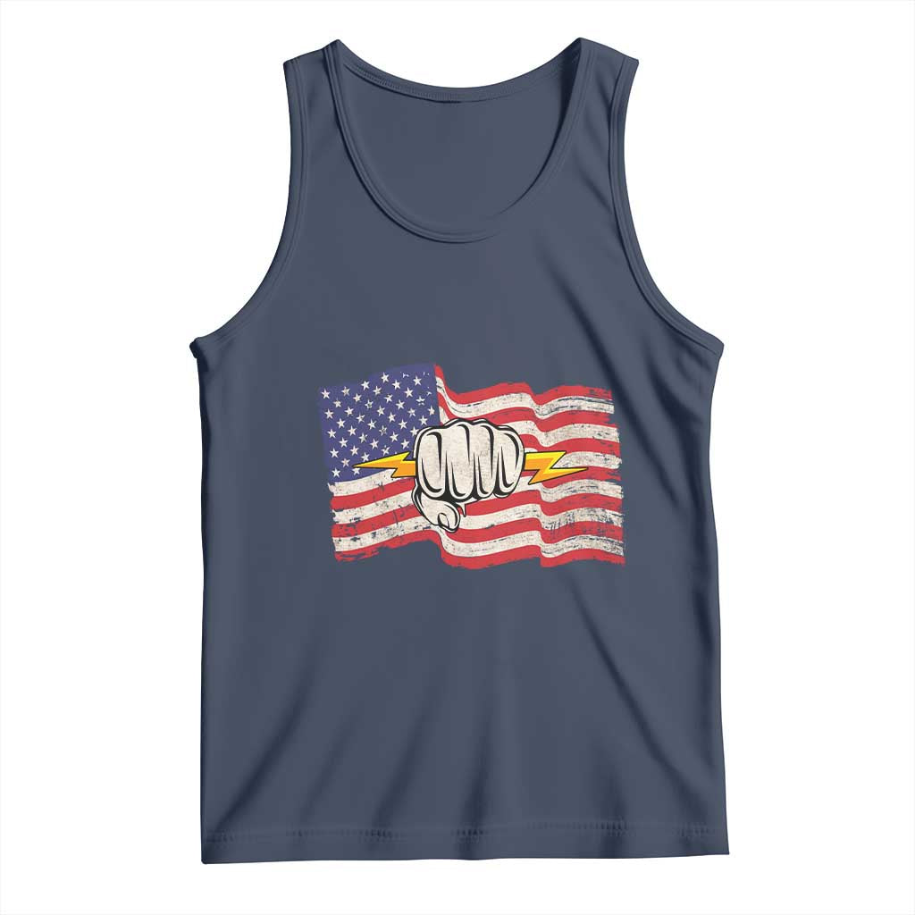 Electrician American Flag Tank Top Patriotic Electrical Worker - Wonder Print Shop