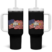 Electrician American Flag Tumbler With Handle Patriotic Electrical Worker