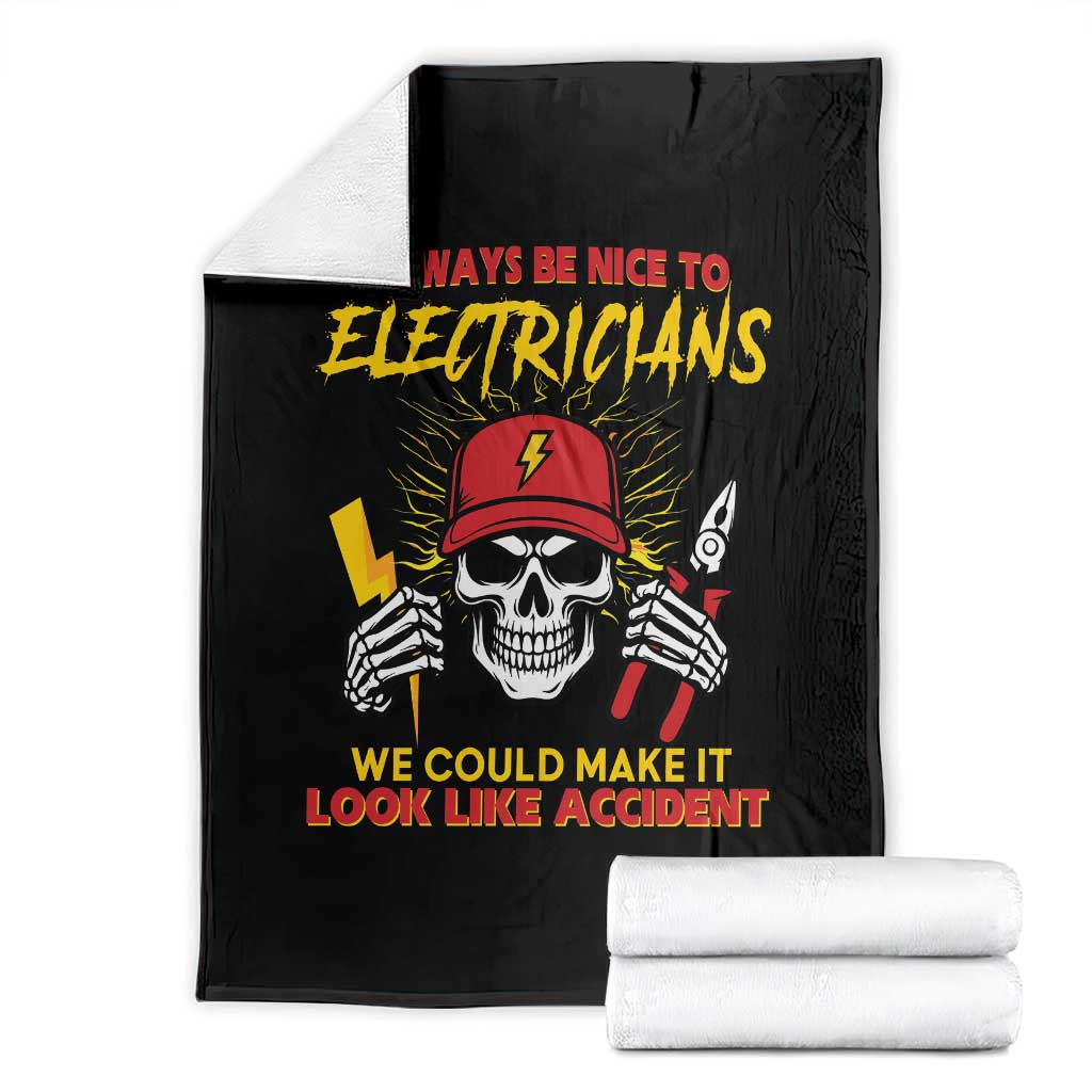 Funny Electrician Skull Throw Blanket Electrical Engineer Electricity Lineman - Wonder Print Shop