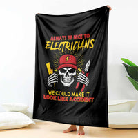 Funny Electrician Skull Throw Blanket Electrical Engineer Electricity Lineman - Wonder Print Shop