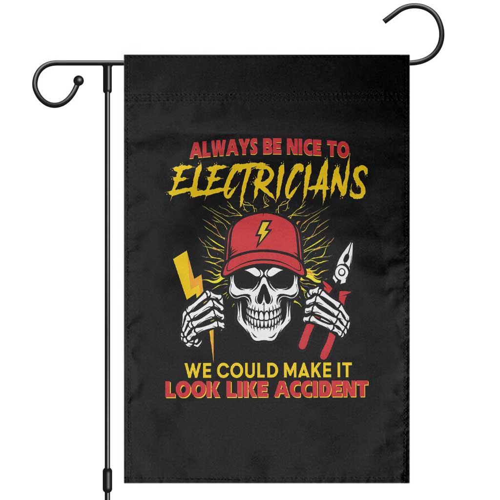 Funny Electrician Skull Garden Flag Electrical Engineer Electricity Lineman - Wonder Print Shop