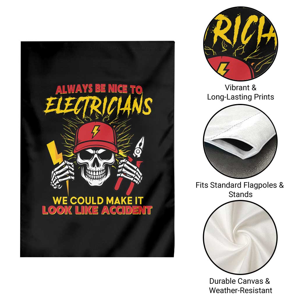 Funny Electrician Skull Garden Flag Electrical Engineer Electricity Lineman - Wonder Print Shop
