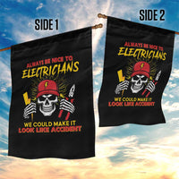 Funny Electrician Skull Garden Flag Electrical Engineer Electricity Lineman - Wonder Print Shop