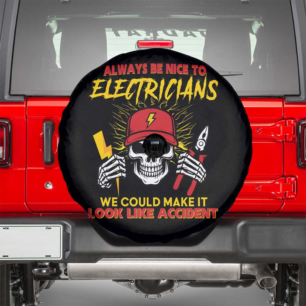 Funny Electrician Skull Spare Tire Cover Electrical Engineer Electricity Lineman - Wonder Print Shop