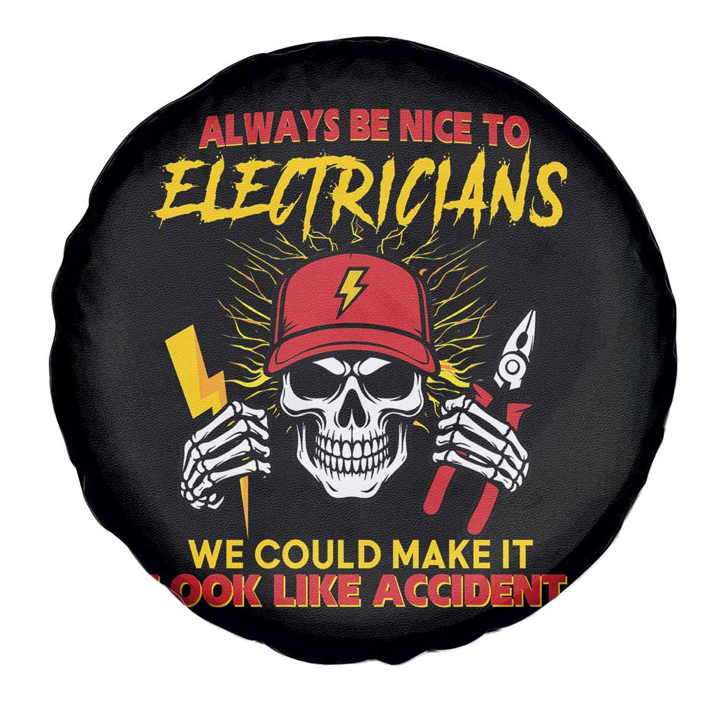 Funny Electrician Skull Spare Tire Cover Electrical Engineer Electricity Lineman - Wonder Print Shop