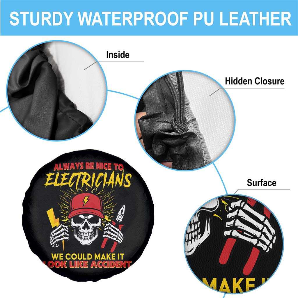 Funny Electrician Skull Spare Tire Cover Electrical Engineer Electricity Lineman - Wonder Print Shop
