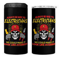 Funny Electrician Skull 4 in 1 Can Cooler Tumbler Electrical Engineer Electricity Lineman