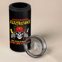Funny Electrician Skull 4 in 1 Can Cooler Tumbler Electrical Engineer Electricity Lineman