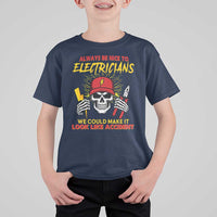 Funny Electrician Skull T Shirt For Kid Electrical Engineer Electricity Lineman - Wonder Print Shop