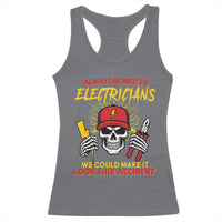 Funny Electrician Skull Racerback Tank Top Electrical Engineer Electricity Lineman - Wonder Print Shop