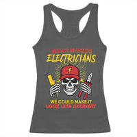 Funny Electrician Skull Racerback Tank Top Electrical Engineer Electricity Lineman - Wonder Print Shop