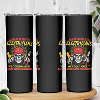 Funny Electrician Skull Skinny Tumbler Electrical Engineer Electricity Lineman