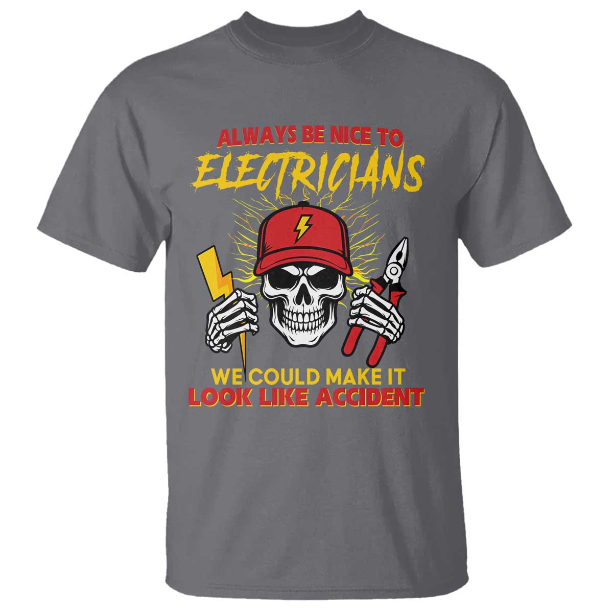 Funny Electrician Skull T Shirt Electrical Engineer Electricity Lineman - Wonder Print Shop