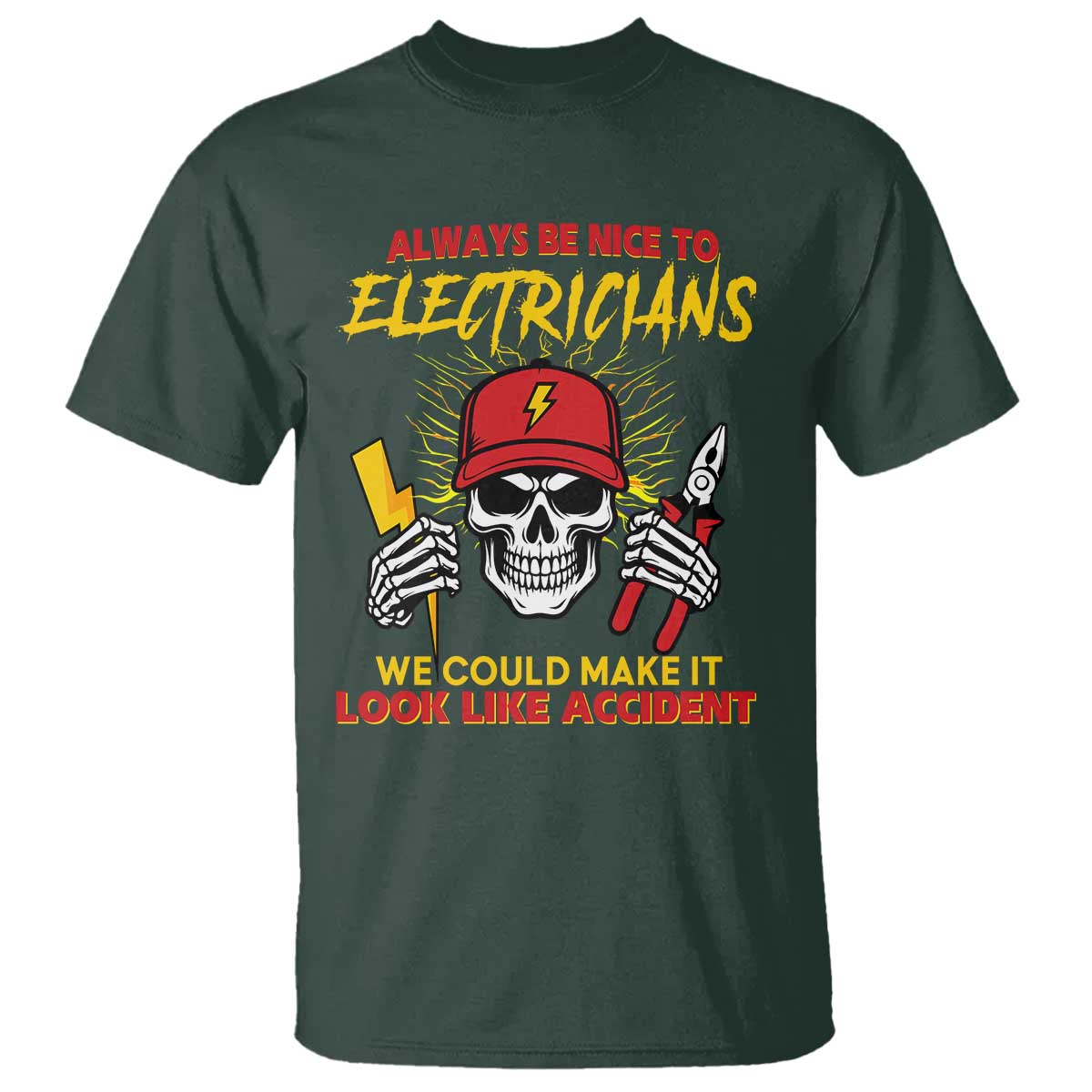 Funny Electrician Skull T Shirt Electrical Engineer Electricity Lineman - Wonder Print Shop