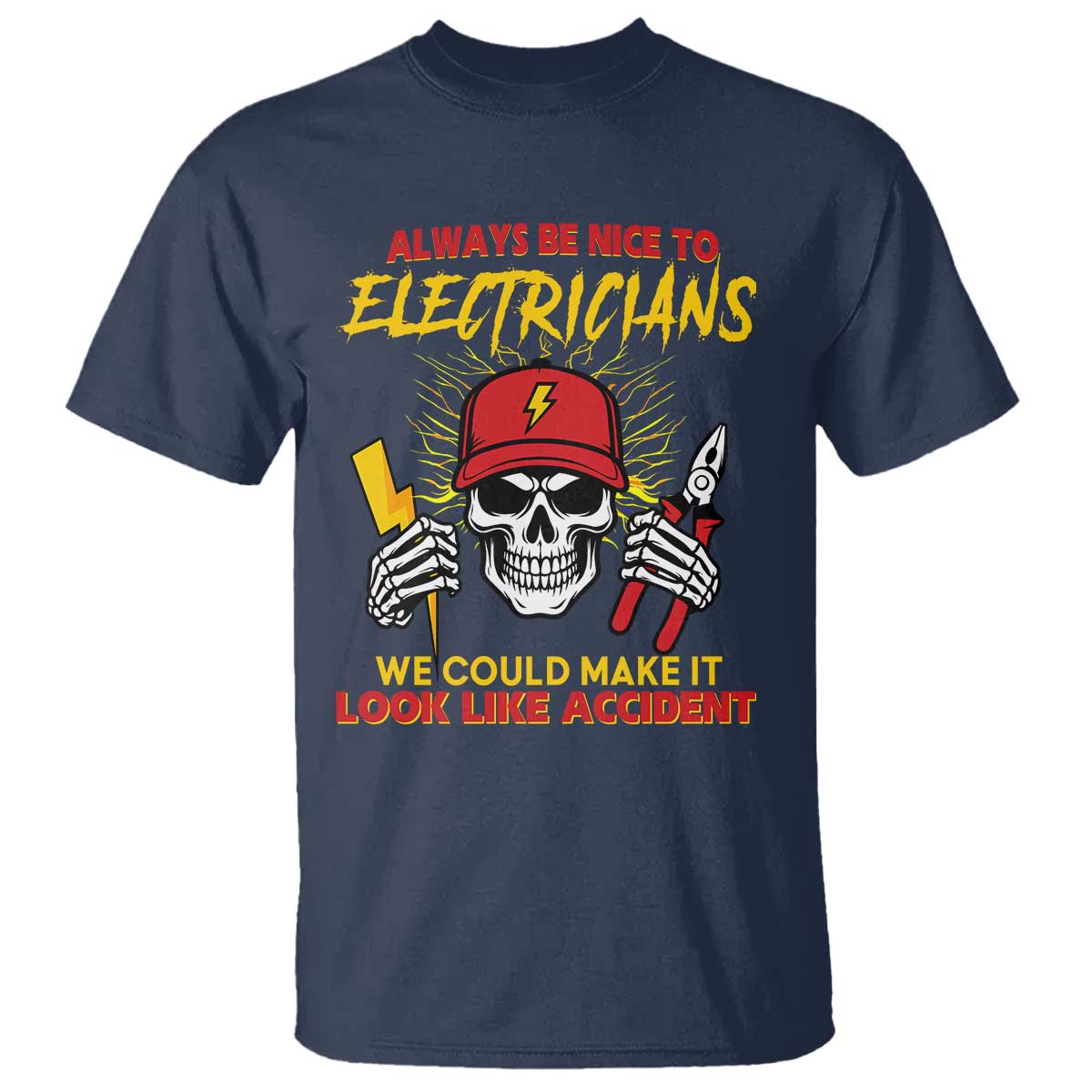 Funny Electrician Skull T Shirt Electrical Engineer Electricity Lineman - Wonder Print Shop