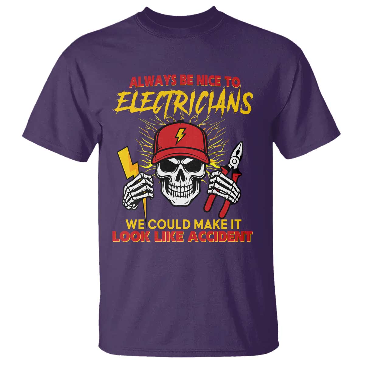 Funny Electrician Skull T Shirt Electrical Engineer Electricity Lineman - Wonder Print Shop