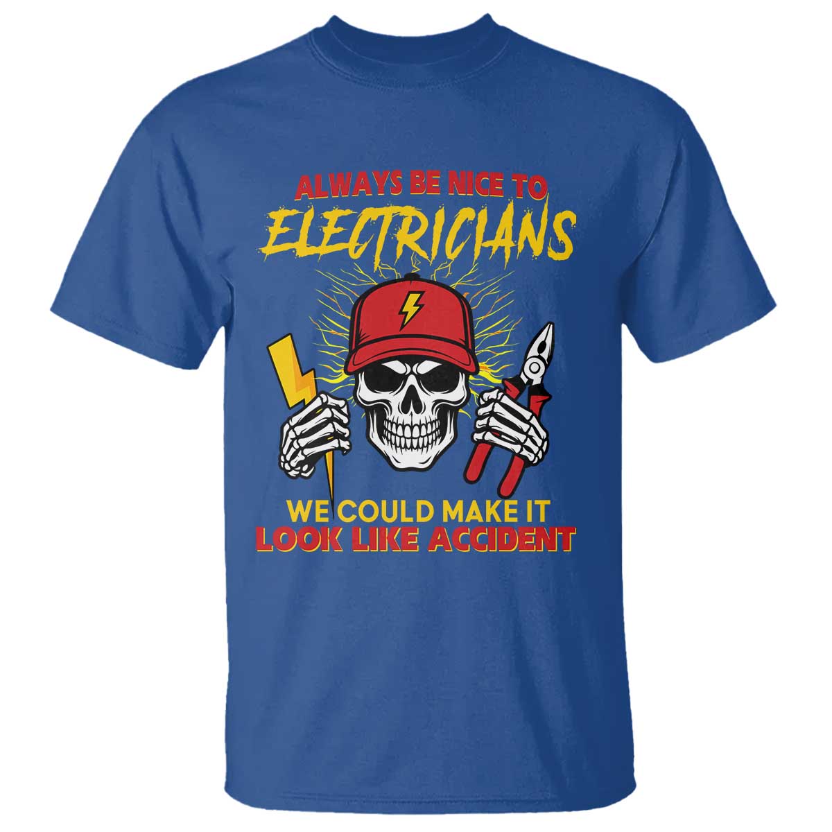Funny Electrician Skull T Shirt Electrical Engineer Electricity Lineman - Wonder Print Shop