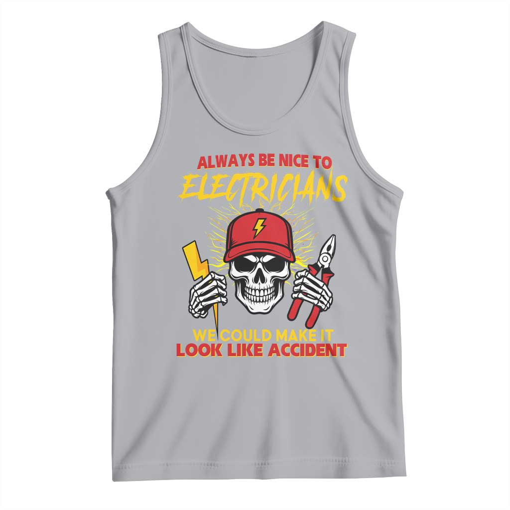 Funny Electrician Skull Tank Top Electrical Engineer Electricity Lineman - Wonder Print Shop