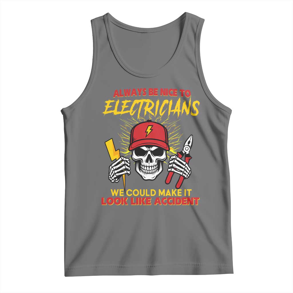 Funny Electrician Skull Tank Top Electrical Engineer Electricity Lineman - Wonder Print Shop