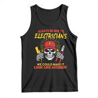 Funny Electrician Skull Tank Top Electrical Engineer Electricity Lineman - Wonder Print Shop