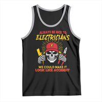 Funny Electrician Skull Tank Top Electrical Engineer Electricity Lineman - Wonder Print Shop