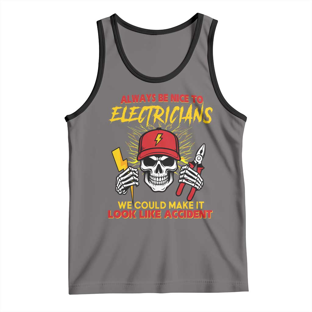 Funny Electrician Skull Tank Top Electrical Engineer Electricity Lineman - Wonder Print Shop