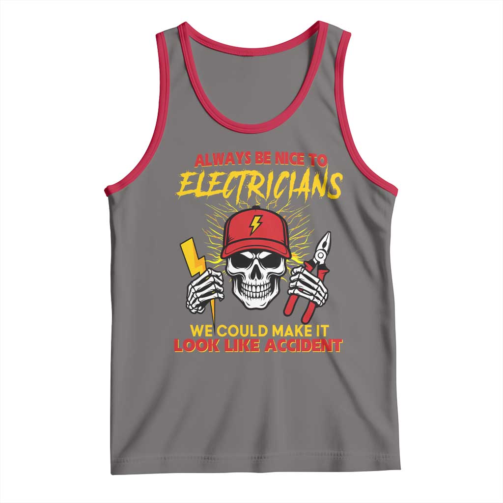 Funny Electrician Skull Tank Top Electrical Engineer Electricity Lineman - Wonder Print Shop