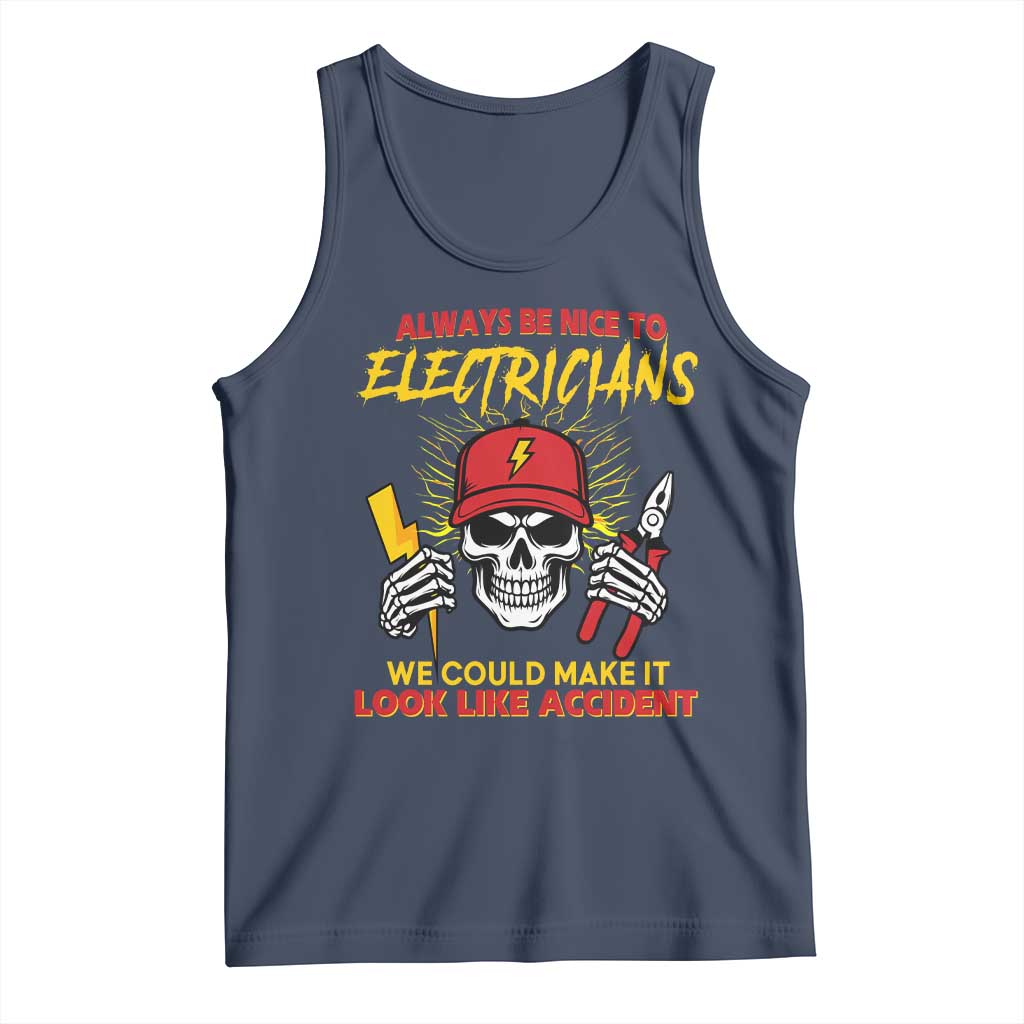 Funny Electrician Skull Tank Top Electrical Engineer Electricity Lineman - Wonder Print Shop